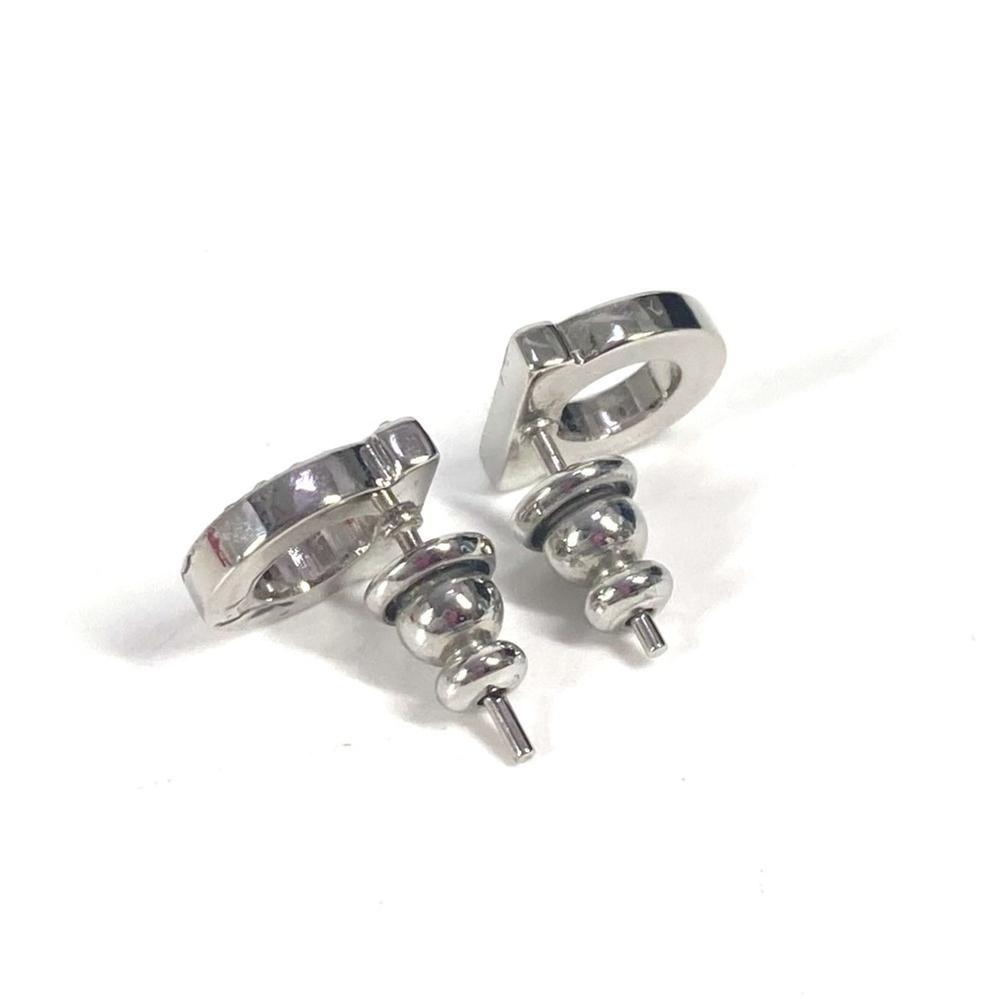 Salvatore Ferragamo 76 0123 Gancini Rhinestone Accessories Earrings Metal Men's Women's Silver