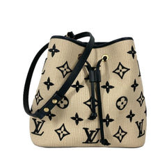 LOUIS VUITTON M23080 Monogram by the Pool NeoNoe MM Shoulder Bag Crossbody Drawstring Cotton Leather Women's Noir Black — Like New
