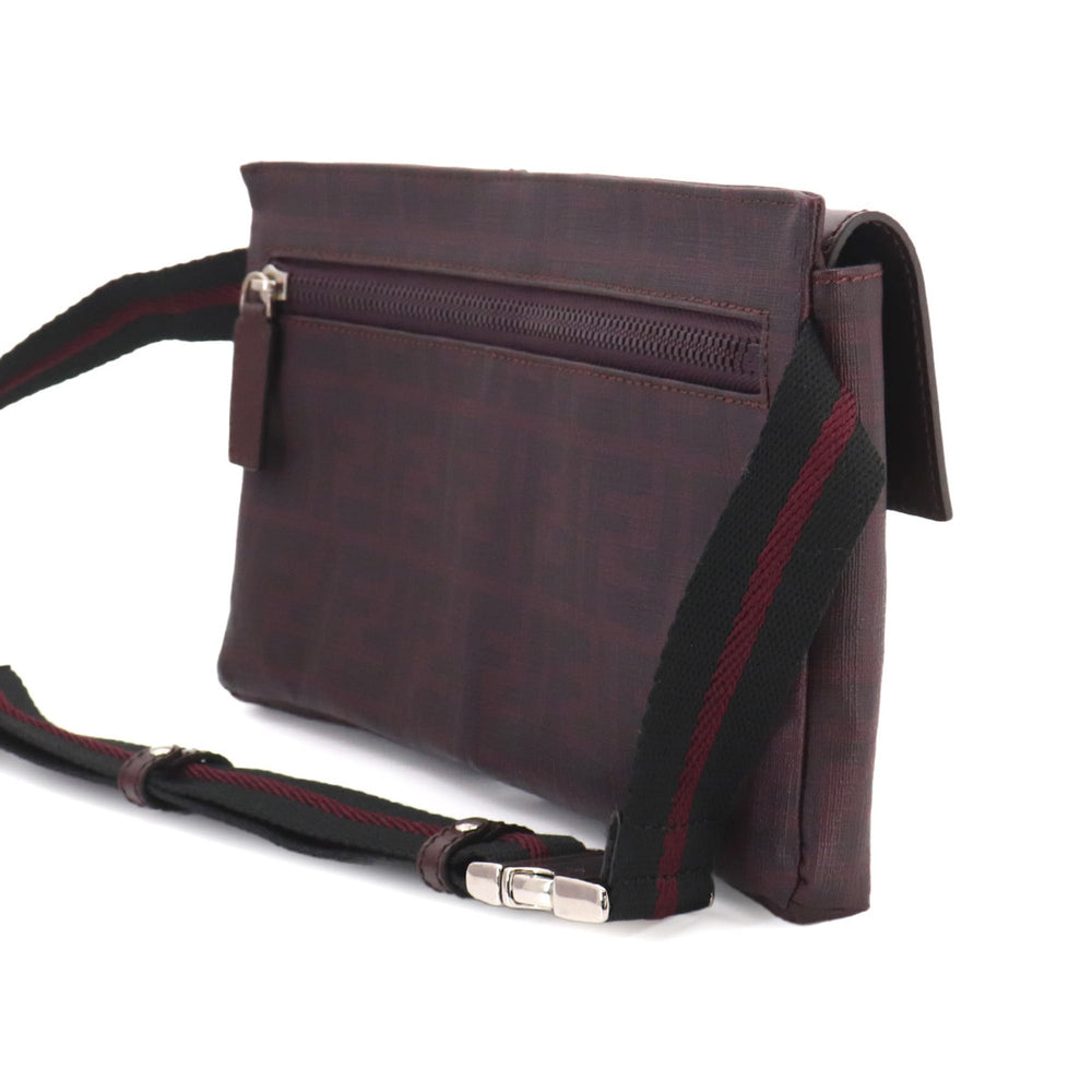 Fendi Zucca Bag, Waist Body Handbag, Leather, Bordeaux, 7VA280, Silver Hardware, Belt Bag — Like New
