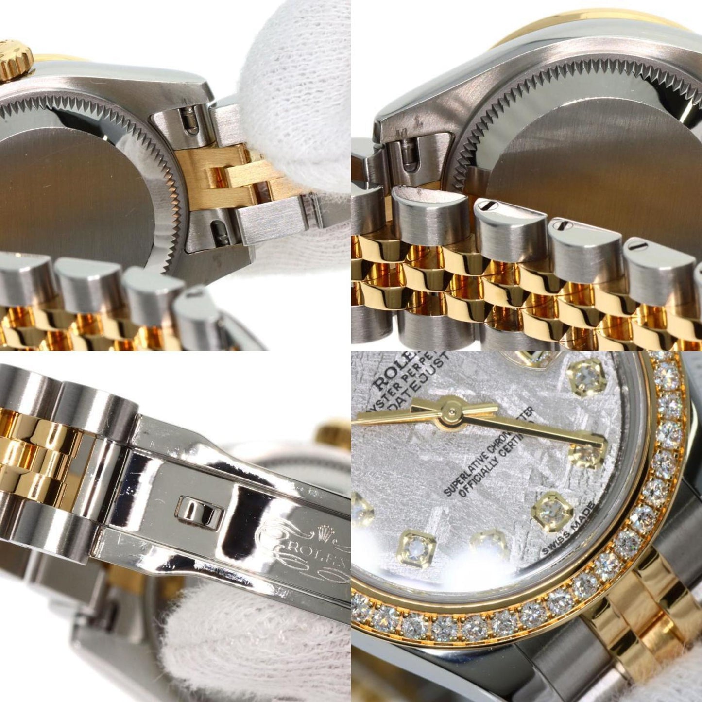 Rolex 179383G Datejust 10P Bezel Diamond Meteorite Watch K18 Yellow Gold SSxK18YG Ladies