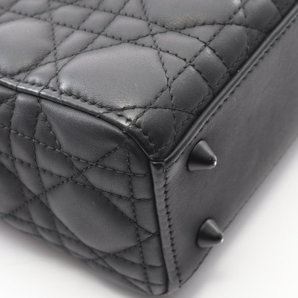 Christian Dior Dior LADY DIOR MY ABCDIOR Lady Small Cannage Handbag, Leather, Women's, Black