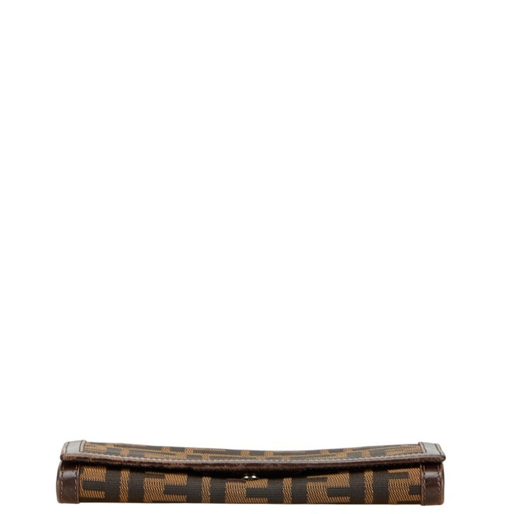 Fendi Zucca Long Wallet 30851 Brown Black Canvas Leather Women's FENDI