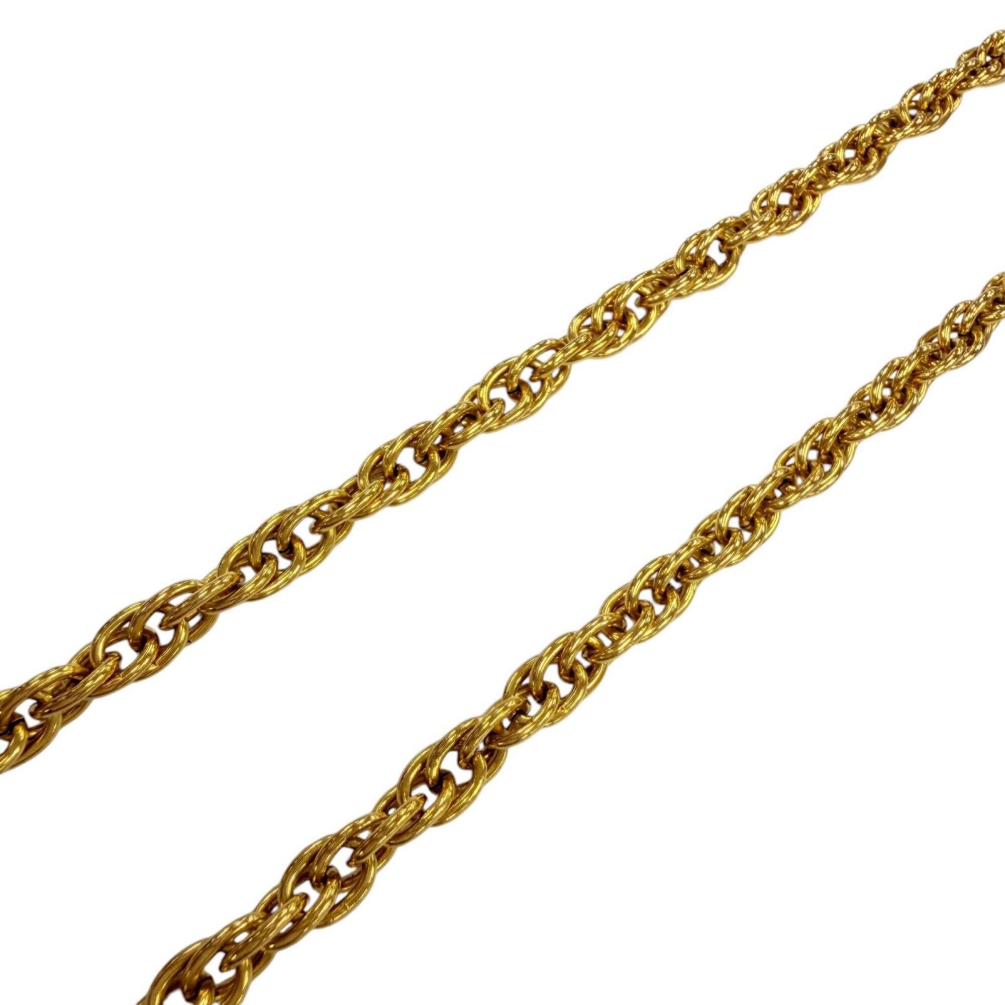CHANEL Vintage Metal Coco Mark Twist Chain Necklace, Gold, Women's Accessory, with Box — Like New