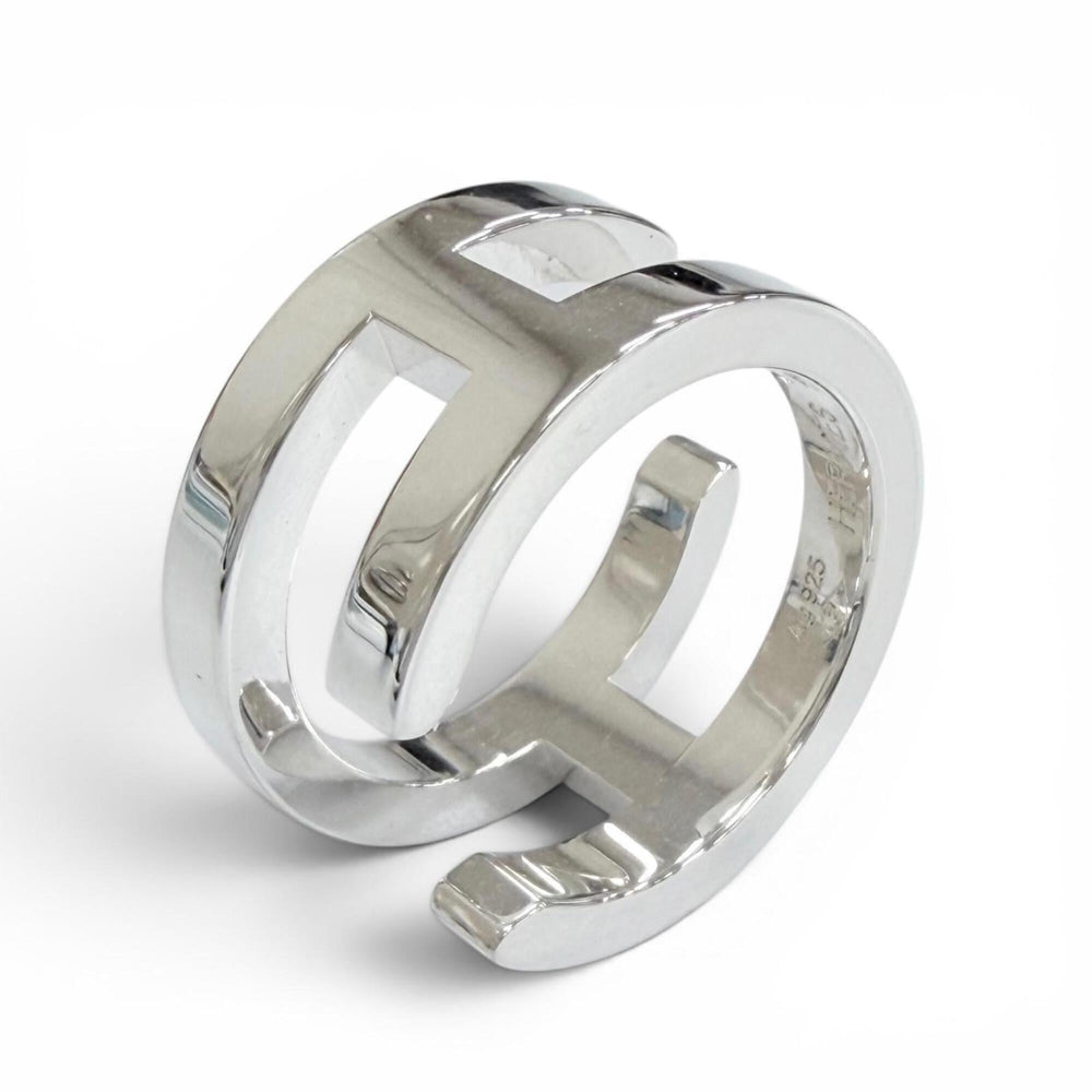 HERMES AG925 H symbol ring, silver, size 48, weight 6.9g, women's, very popular, highly recommended! — Like New