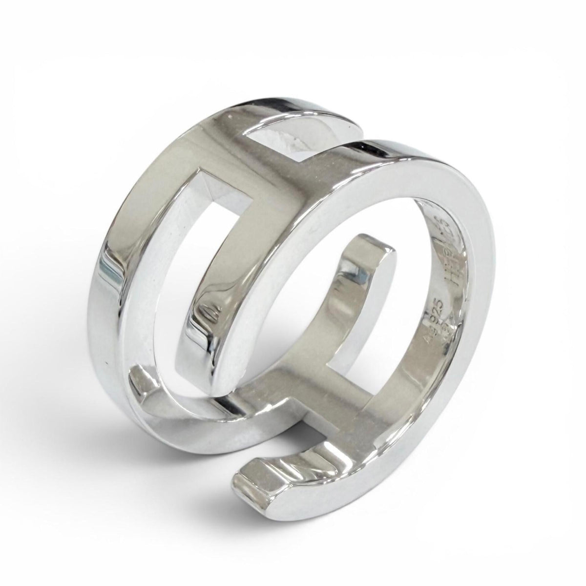 HERMES AG925 H symbol ring, silver, size 48, weight 6.9g, women's, very popular, highly recommended! — Like New