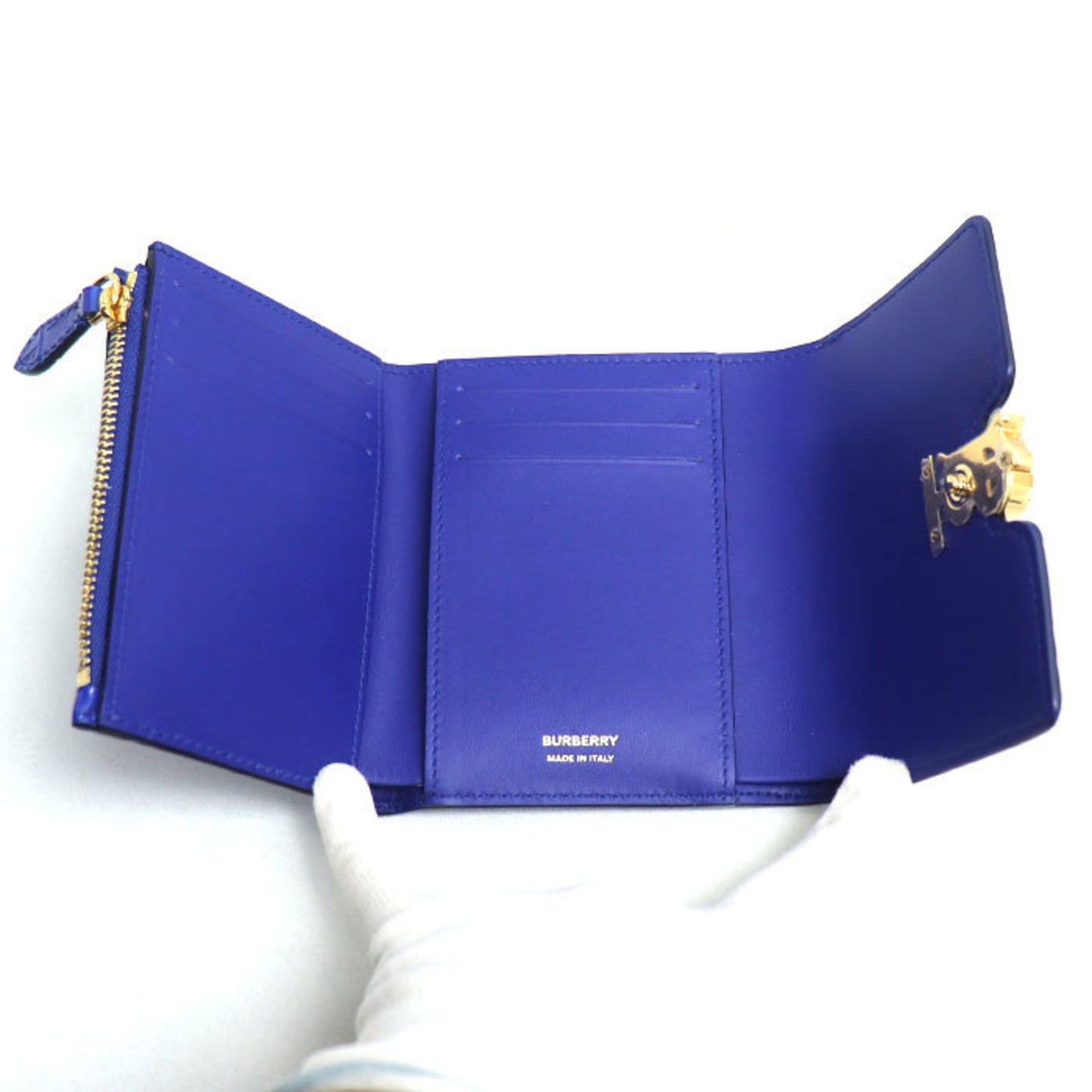 BURBERRY TB Folding Wallet Tri-fold Blue 8073880 Women's