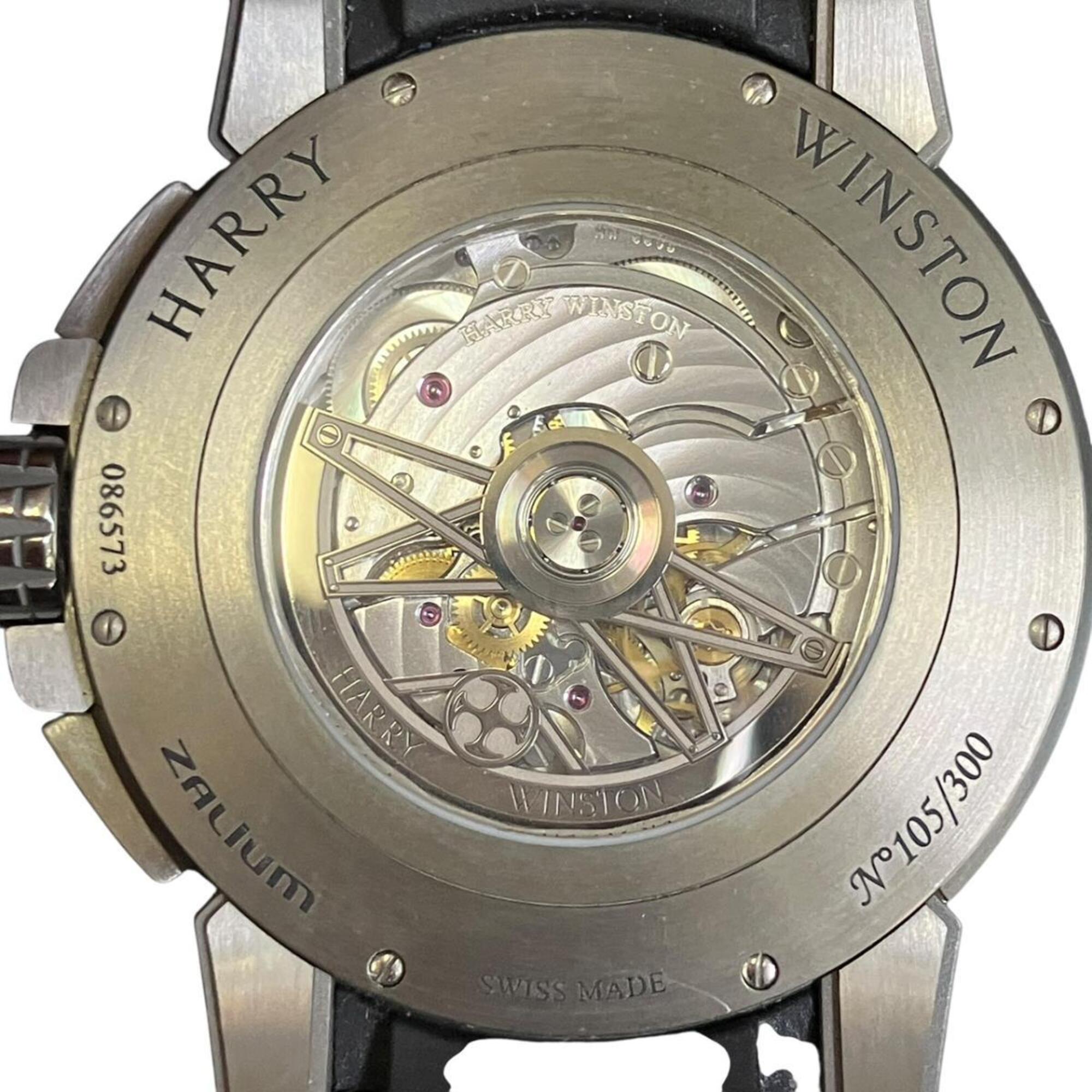 Harry Winston Ocean Project Z10, Limited Edition of 300 Pieces Worldwide, Total Weight 99.8g, Genuine Leather Strap, Automatic Movement, Silver Dial, OCEABI42ZZ001 — Very Good
