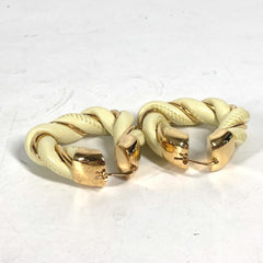 BOTTEGA VENETA Twisted Triangle Hoop Earrings, Accessories, Leather, AG925, Women's, Light Yellow — Like New