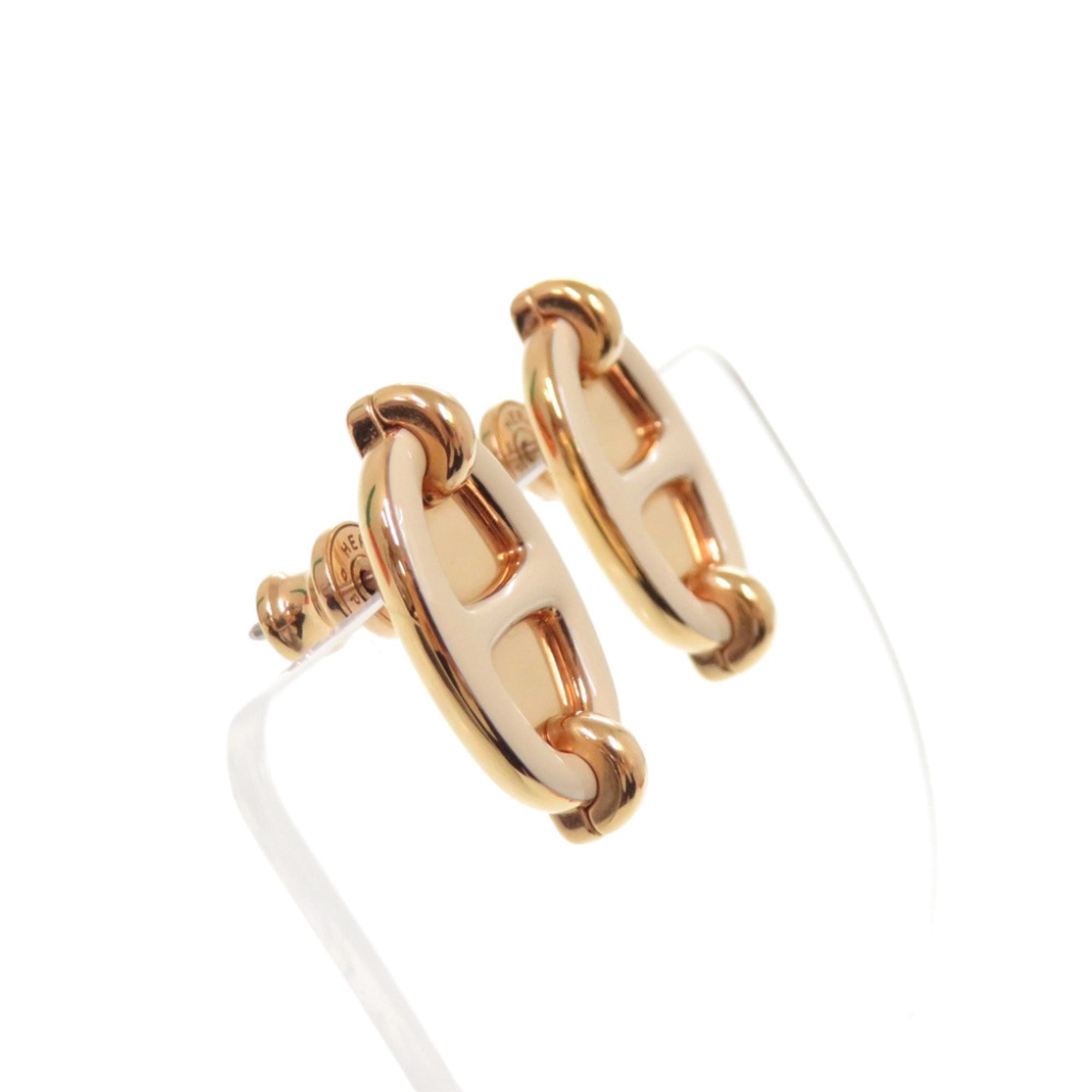Hermes Mini Maillon Earrings H100052FOD3 Metal Cream White 1486HERMES — Like New