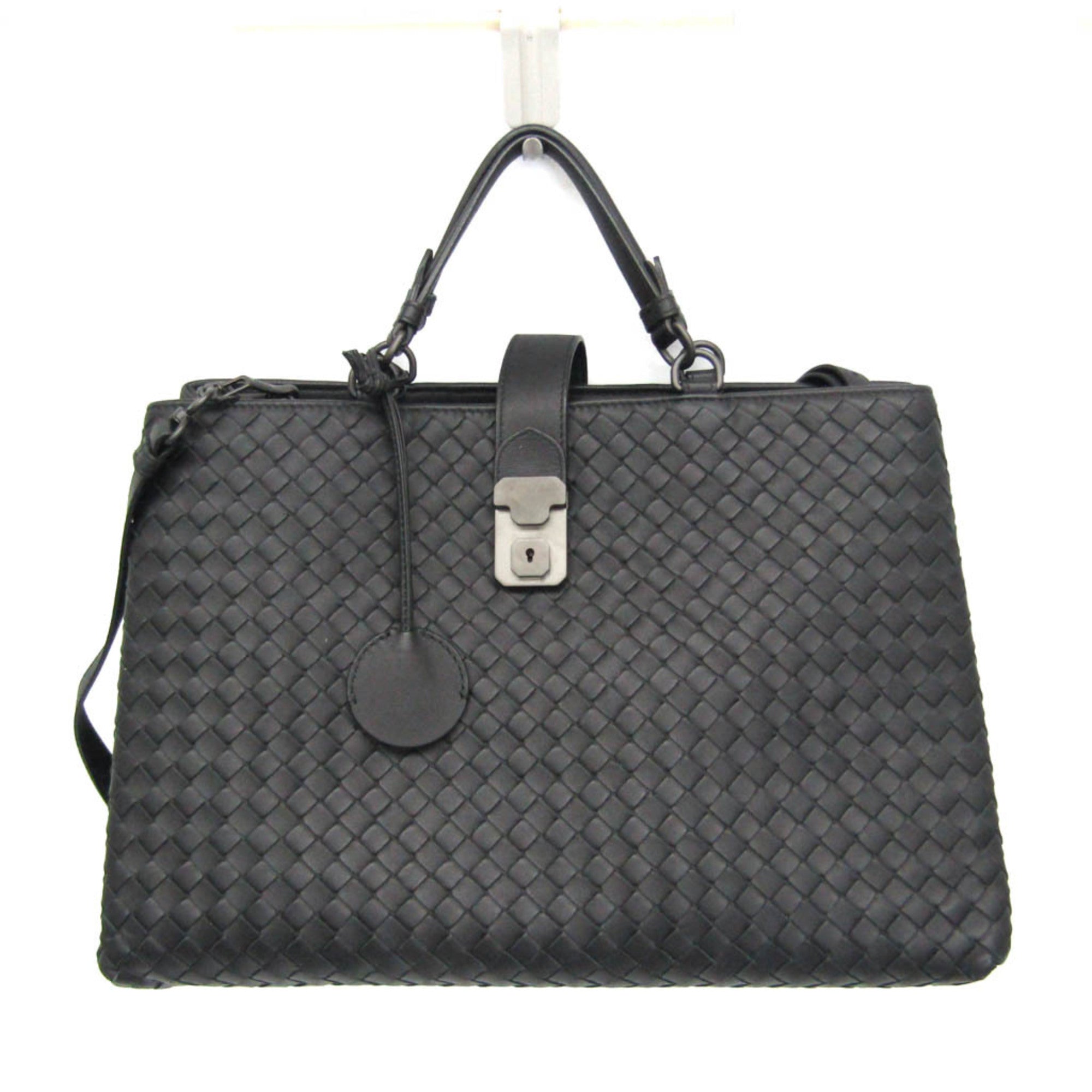 Bottega Veneta Intrecciato Rome Leather Handbag,Shoulder Bag Black — Like New