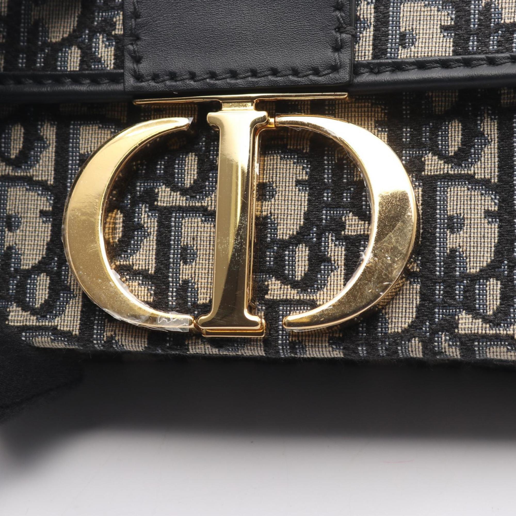 Christian Dior Dior 30 MONTAIGNE Oblique Shoulder Bag, Canvas and Leather, Women's, Beige, Navy, Black