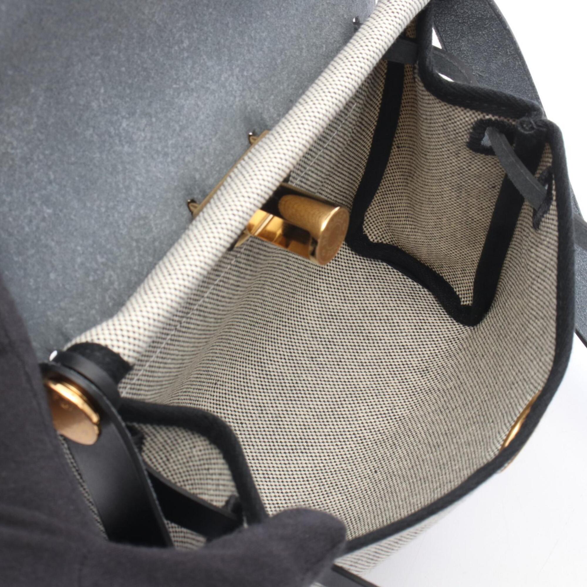 Hermes Herbag Zip Mini Shoulder Bag Handbag Canvas Leather Toile H Vache Hunter Women's Gray/Black — New - Store Return