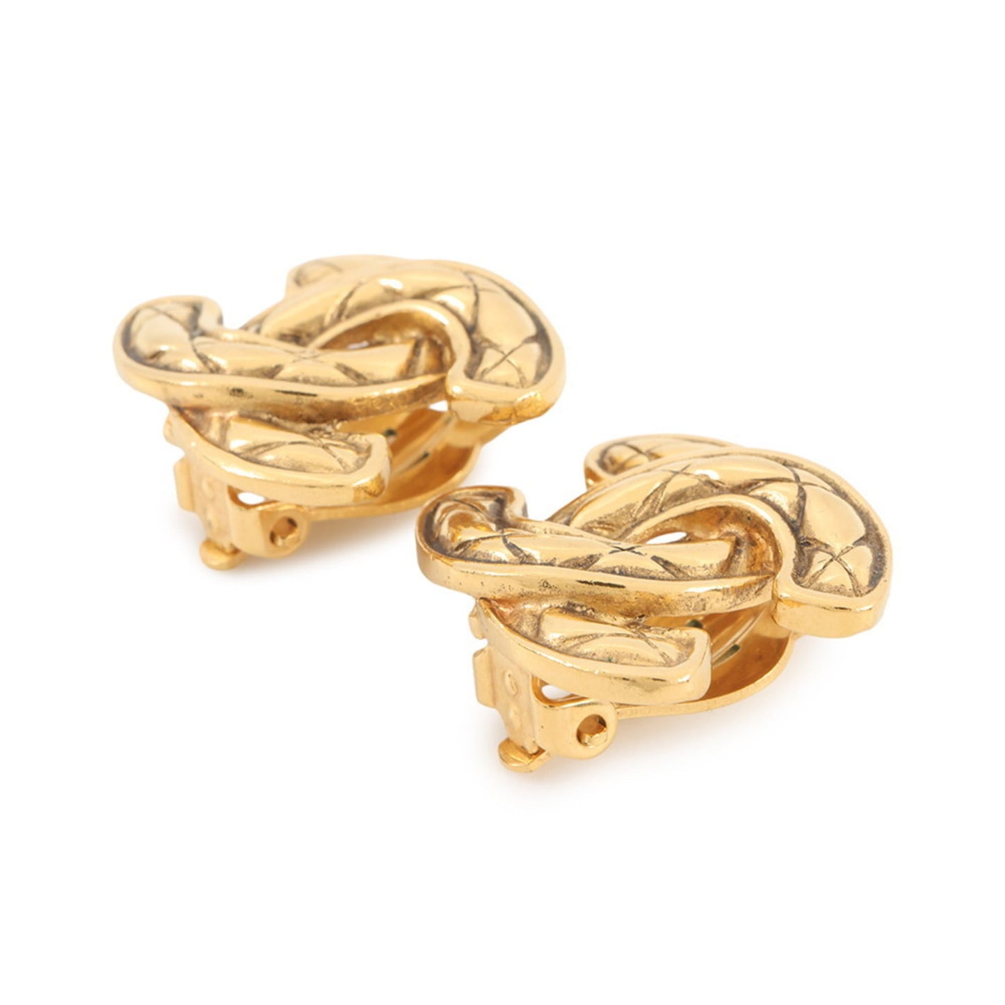 CHANEL Coco Mark Matelasse Metal Earrings