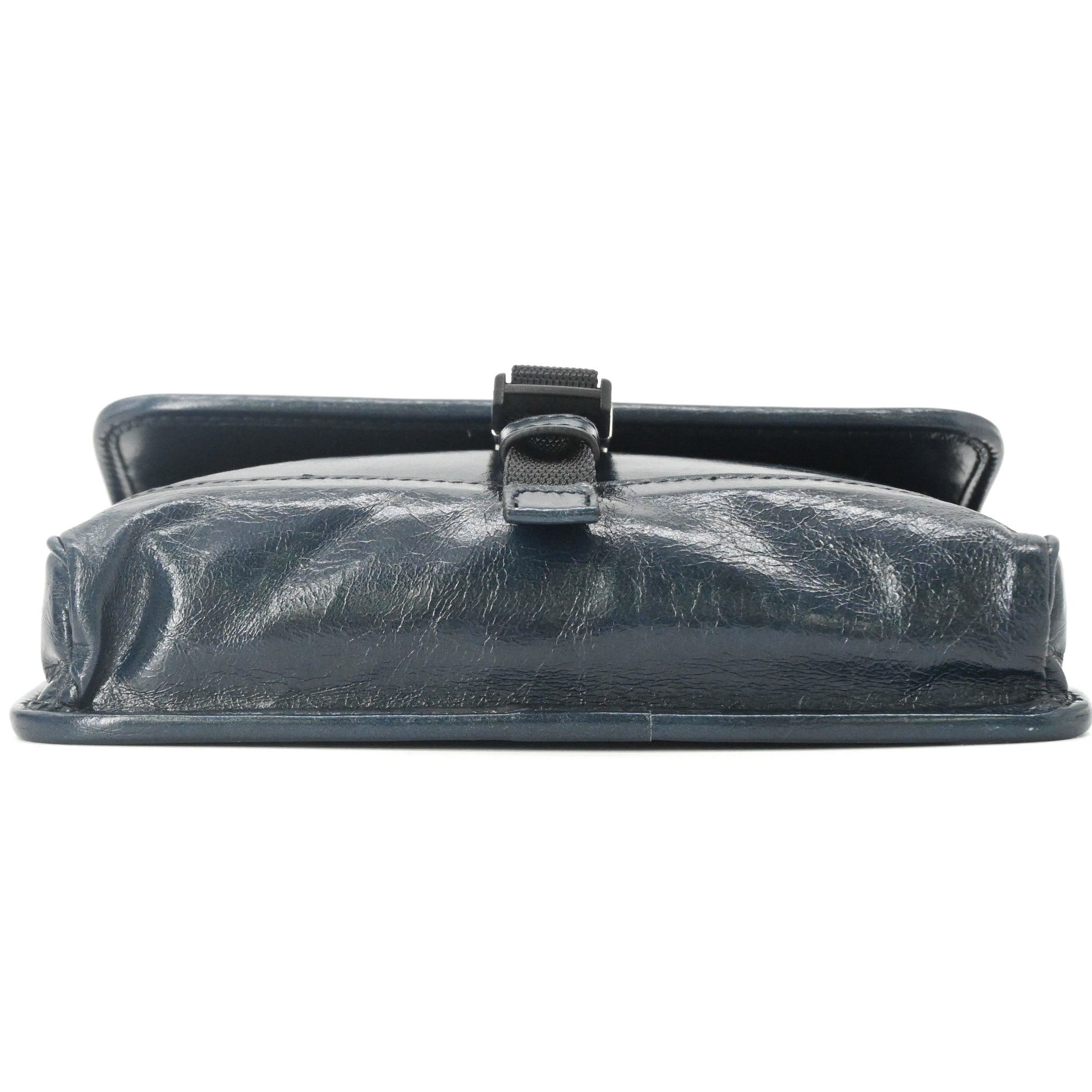 PRADA Softlook Leather Shoulder Bag/Body Bag, Tessuto, Navy — Like New