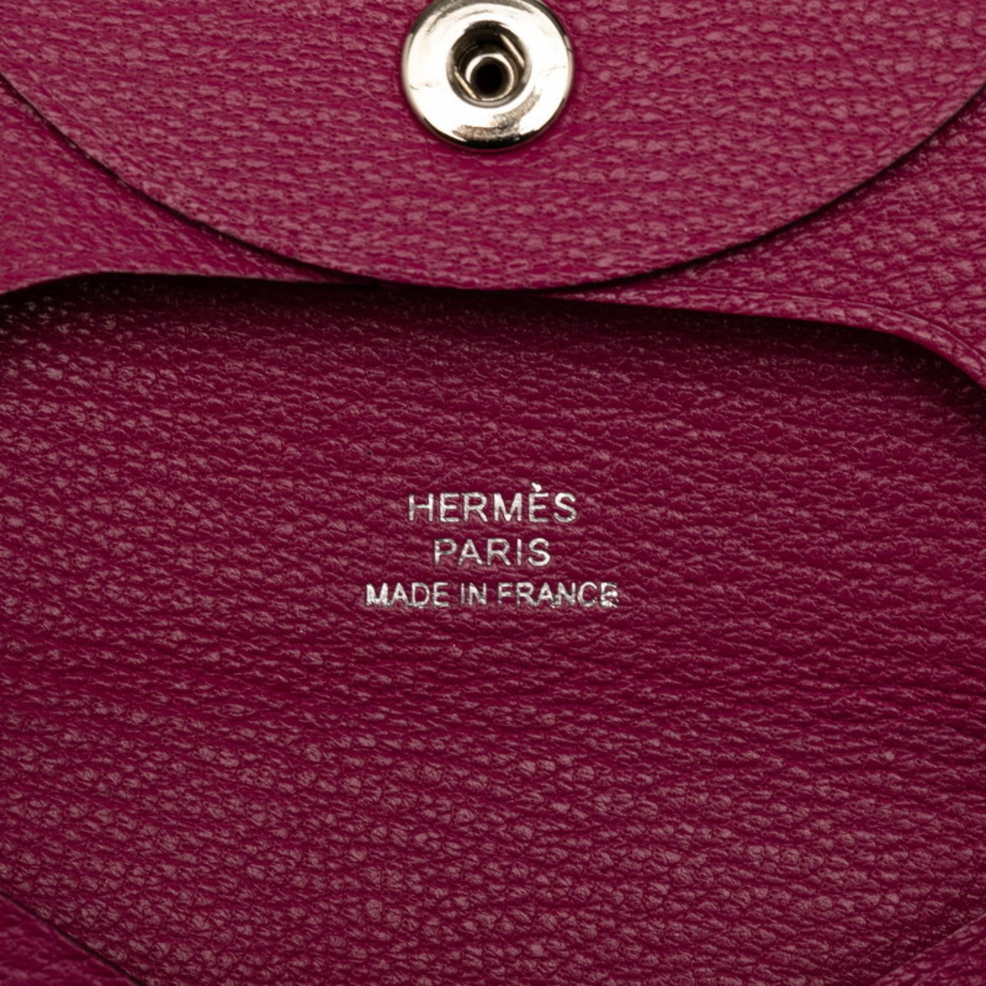 Hermès Bastia Wallet/Coin Purse Rose Purple Chevre Women's HERMES