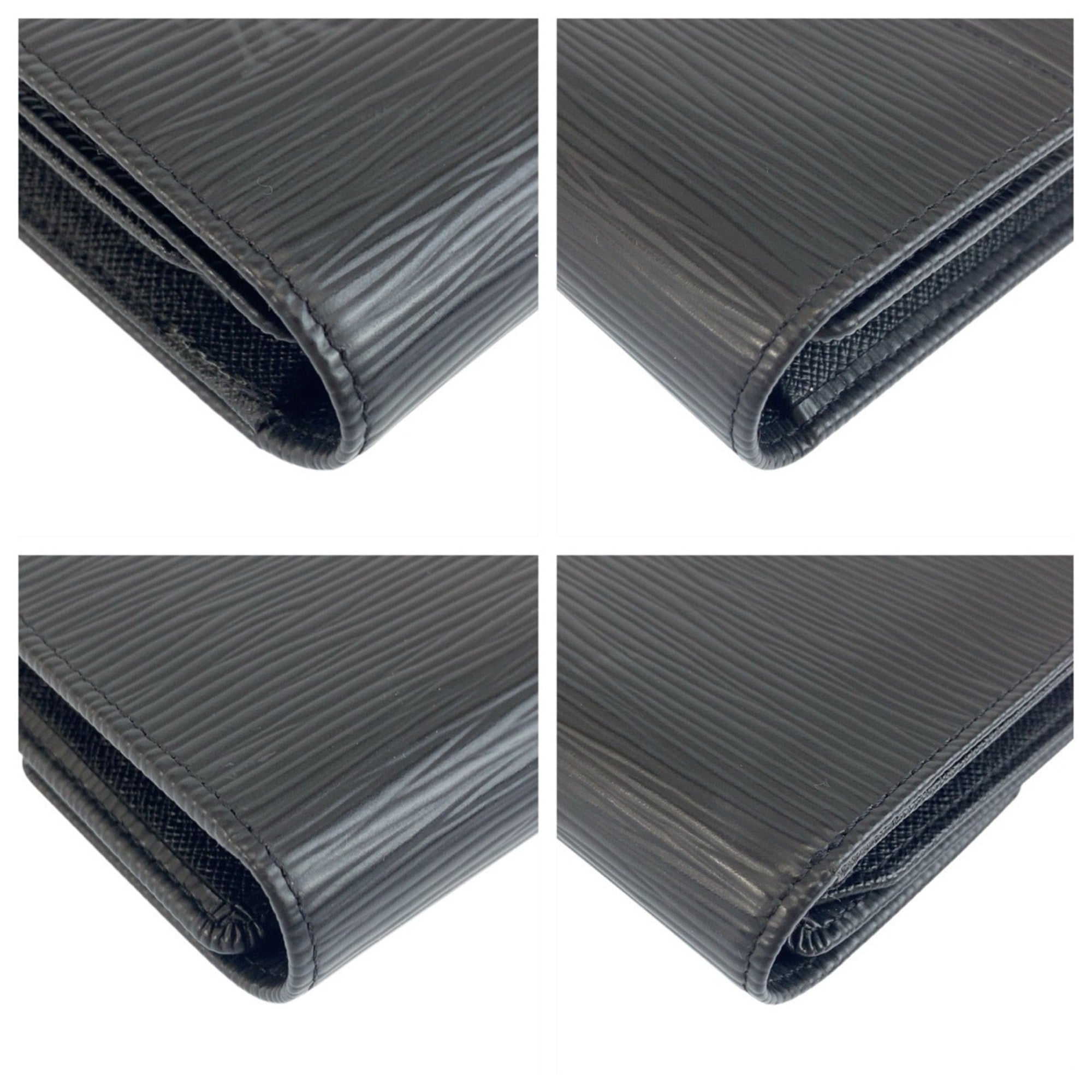 LOUIS VUITTON Epi Porte Tresor Etui Papier Black Leather Folding Wallet M63712 Compact Men's