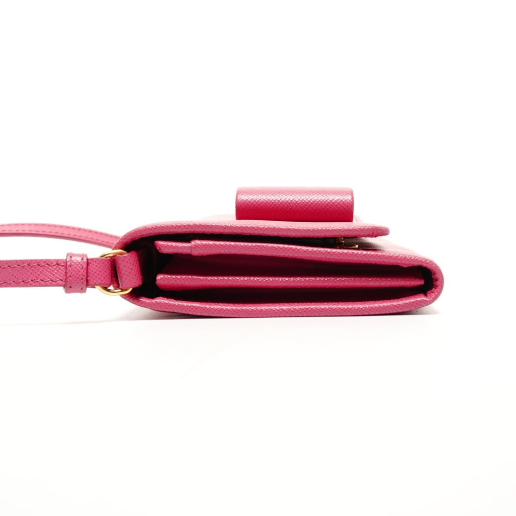 Prada Le Bon Saffiano Leather Wallet Shoulder Bag in Pink