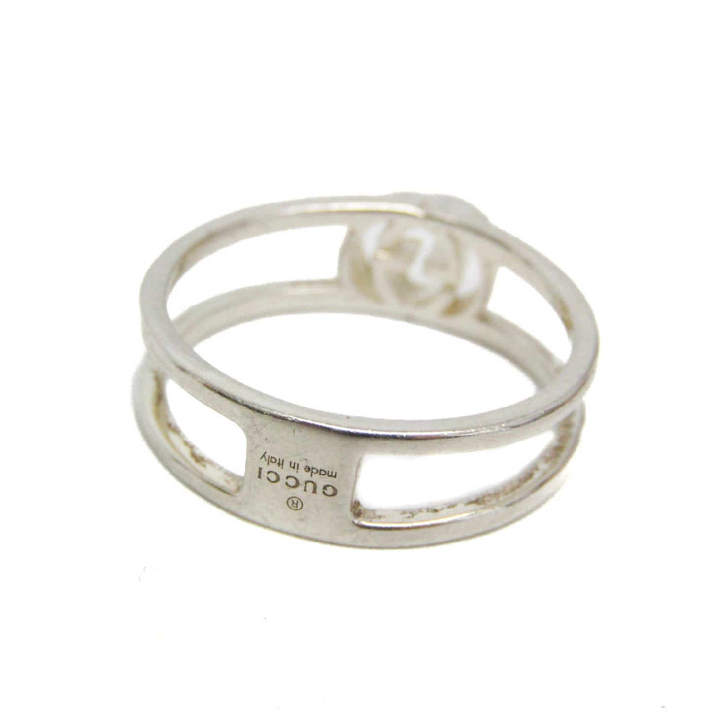 Gucci Interlocking G Thin Open Band 298036 J8400 8106 Silver 925 Fashion Band Ring Silver