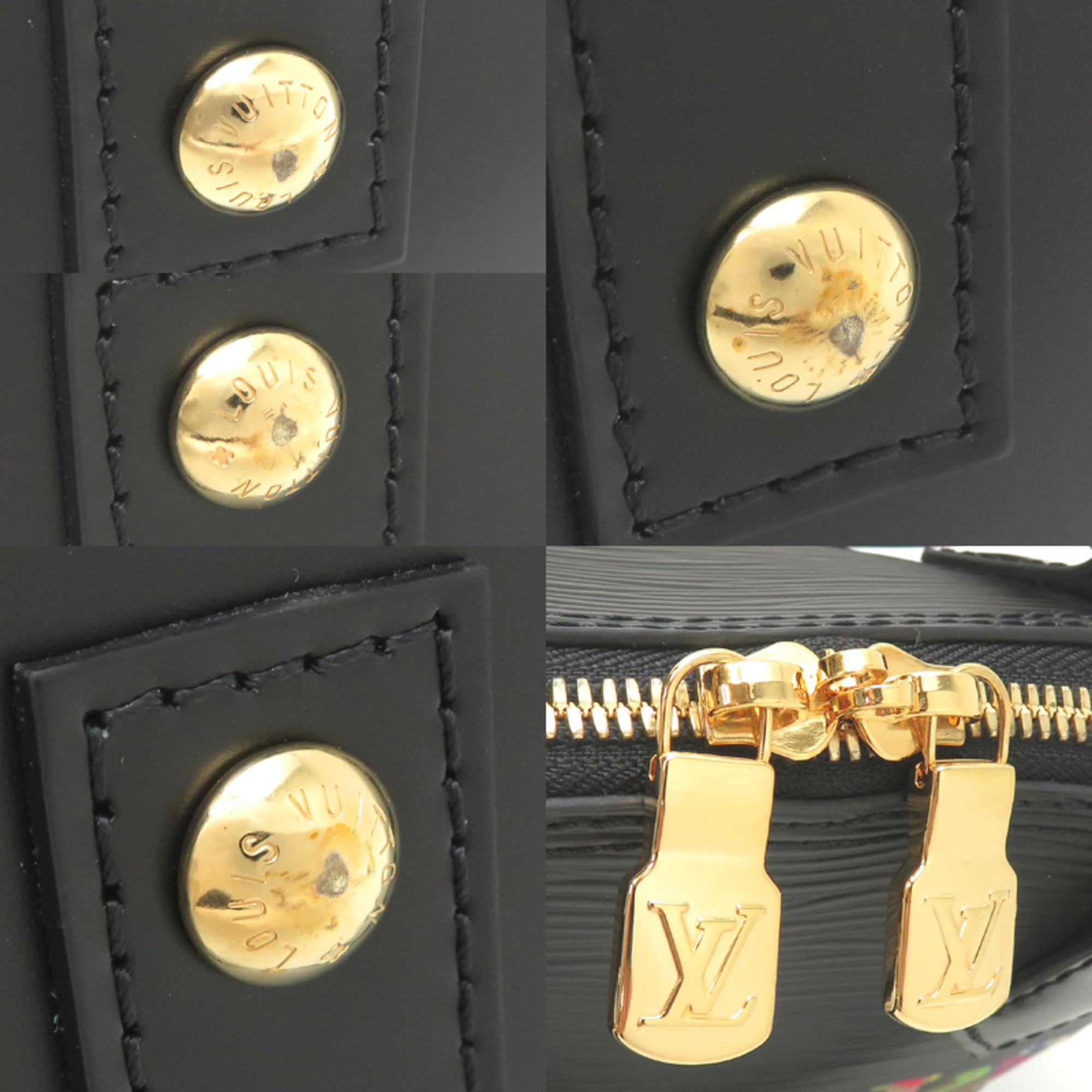 Louis Vuitton Alma BB Takashi Murakami Collaboration Women's Handbag M13670 Epi Noir (Black) — Like New