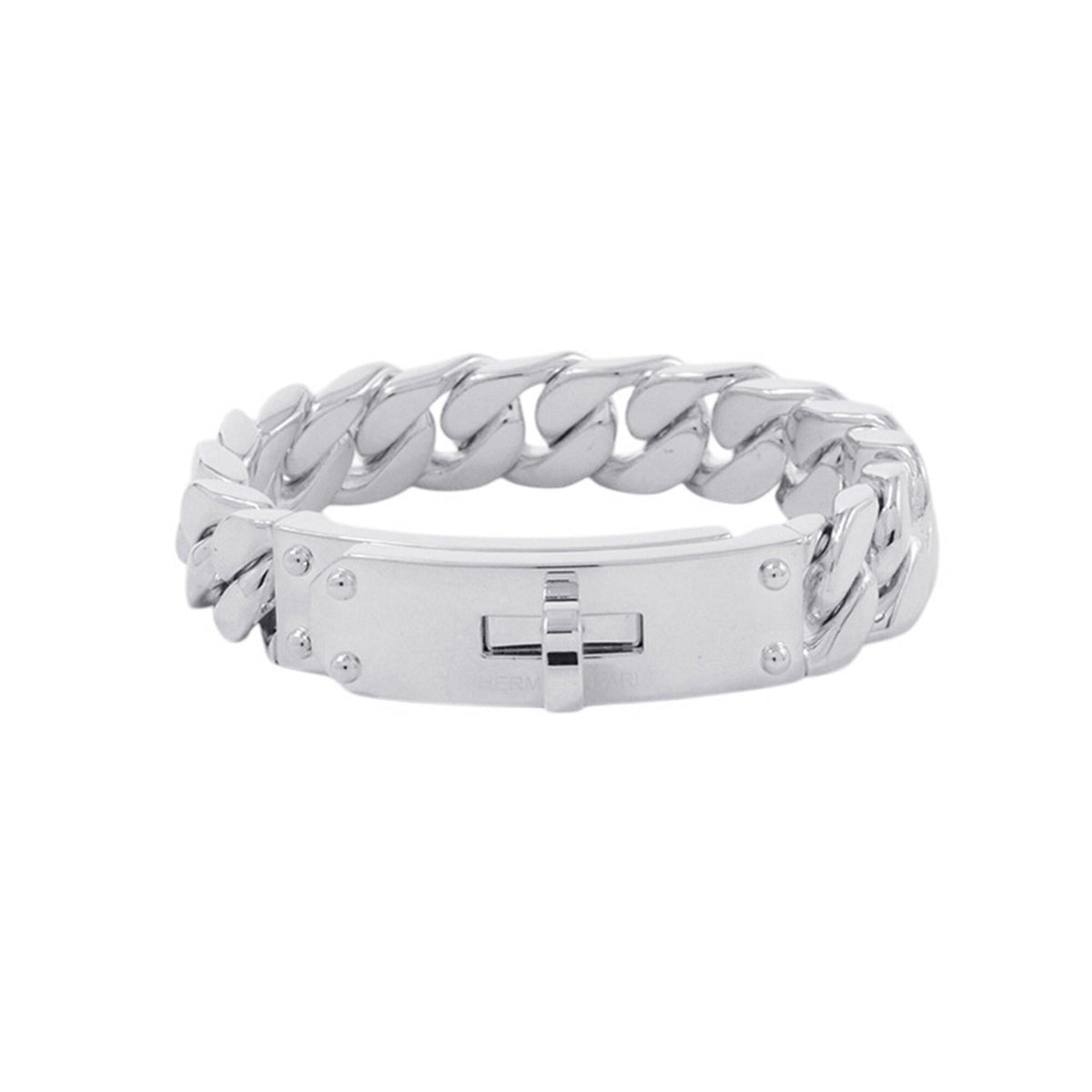Hermes Kelly Gourmet GM Bracelet, Size SH, SV925 Silver, HERMES Chaine d'Ancre — Like New