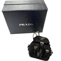 PRADA 2TT205 Triangle Logo Backpack Motif Bag Charm Strap, Black, Made in Italy, Men's, with Box — Like New