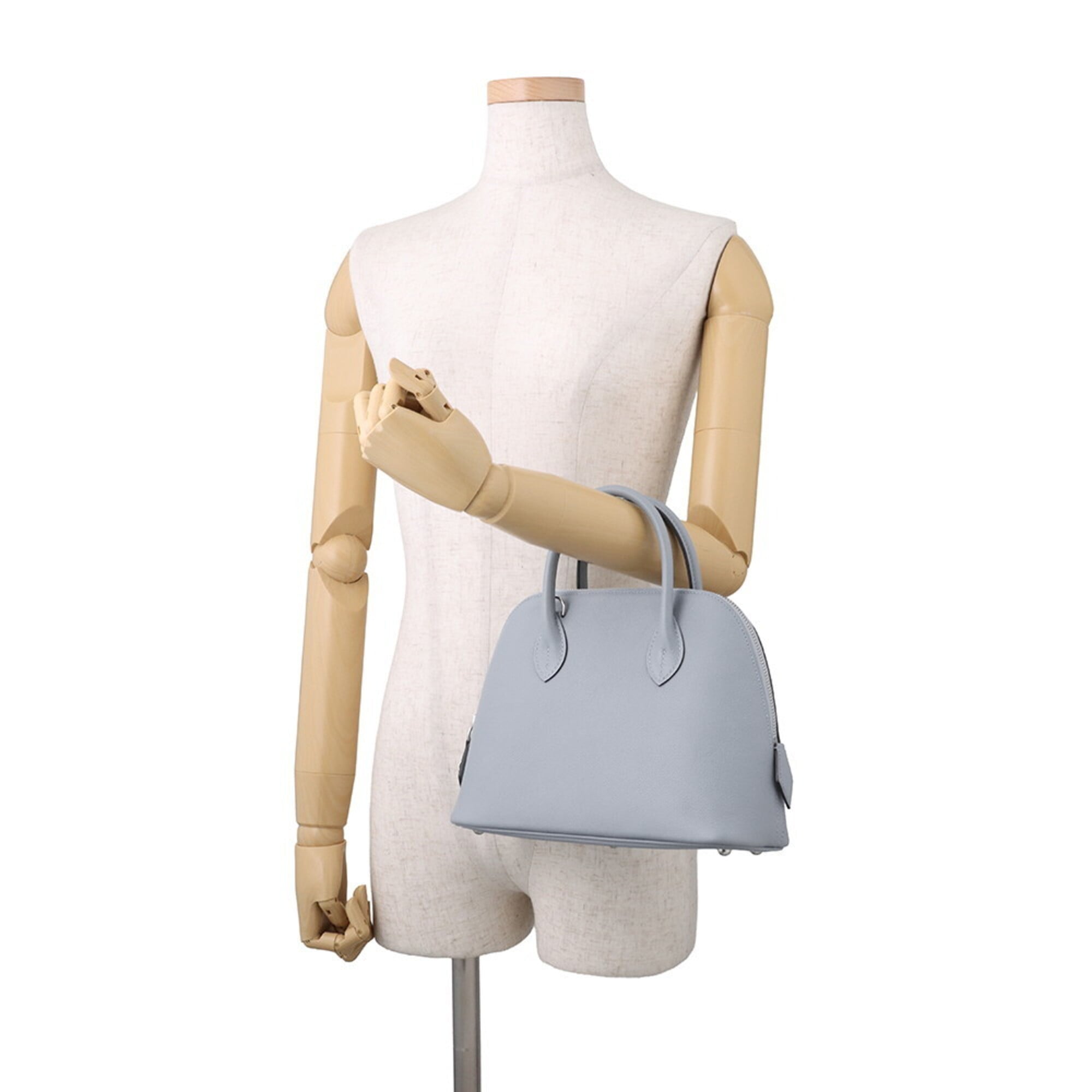 Hermes Bolide 1923 25 Verso Bleu Lin Glacier Evercolor U stamp 2-way shoulder bag handbag HERMES — Like New