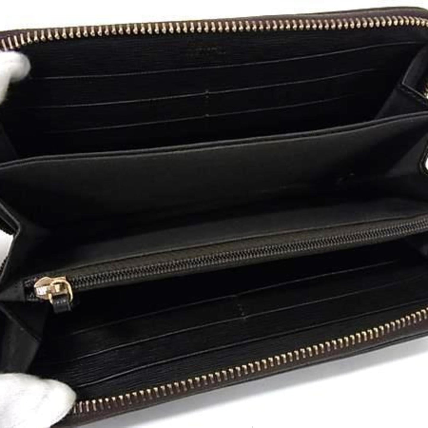 FENDI Zucca Wallet 8M0299 Brown Leather Round Long for Men and Women