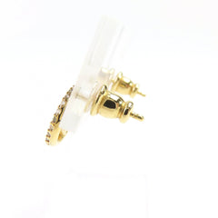 FENDI F is Fendi earrings with logo and rhinestones, pair, gold silver, box, made in Italy, women's — Like New