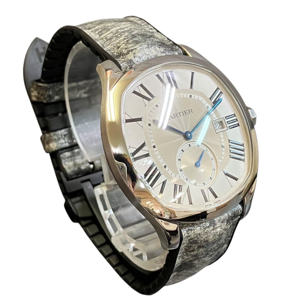 Cartier Drive de LM wristwatch, total weight 74.8g, stainless steel, rubber strap, automatic movement, silver dial, WSNM0004 — Good