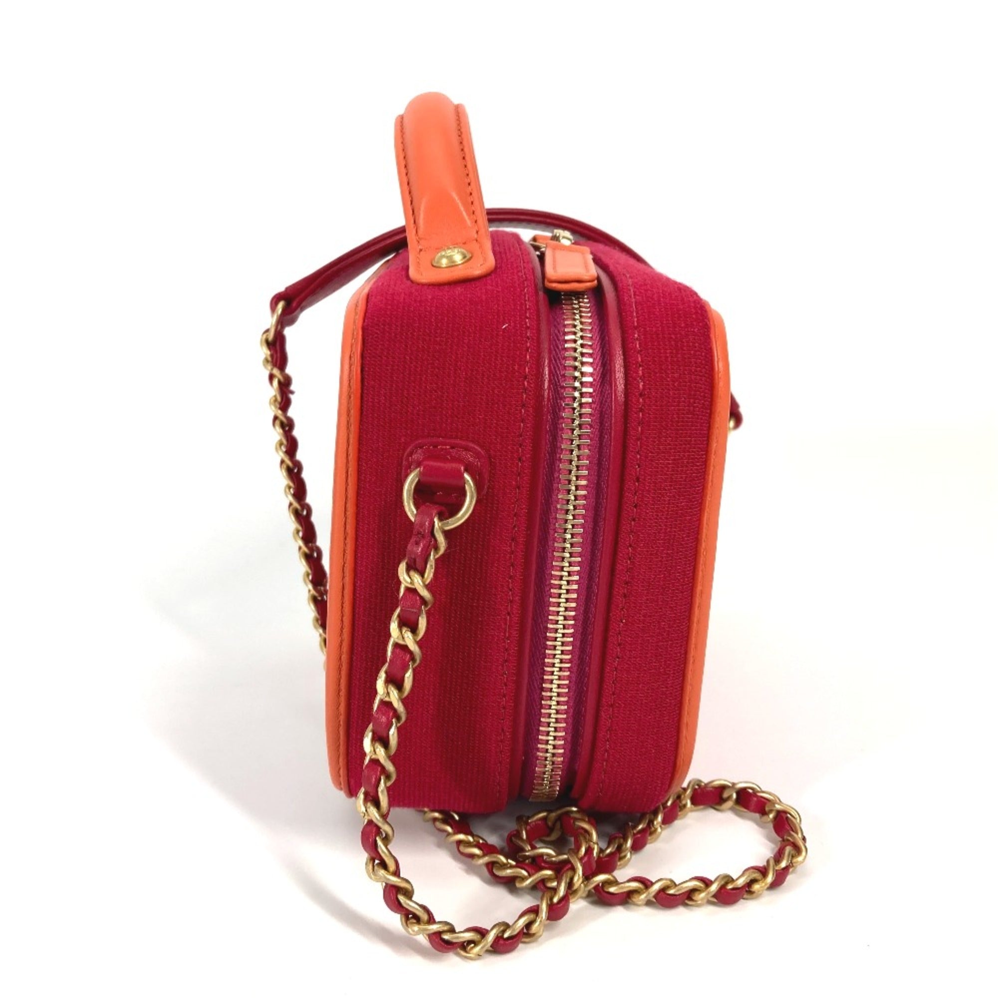 Chanel CC Mark Crossbody 2WAY bag Chain Shoulder Bag Red Orange — Like New