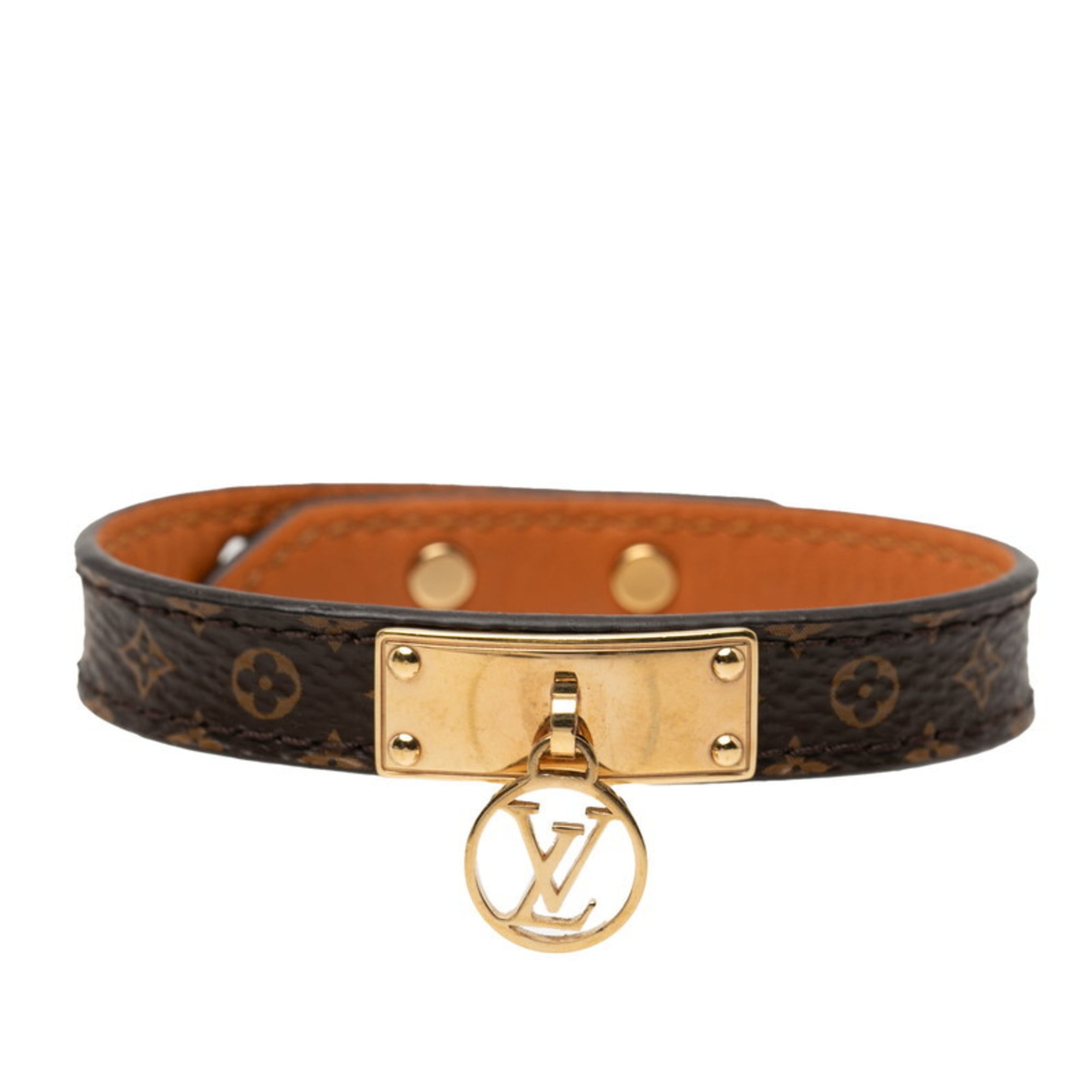 Louis Vuitton Monogram Logomania Bracelet M4150F Brown Leather Women's LOUIS VUITTON