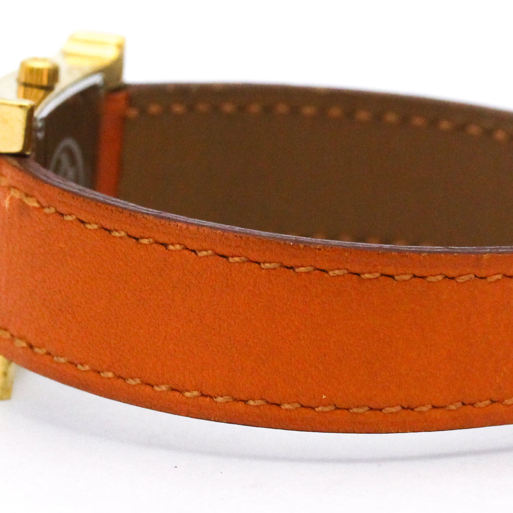 HERMES H Watch Gold Plated Leather Quartz Ladies Watch HH1.201 — Good