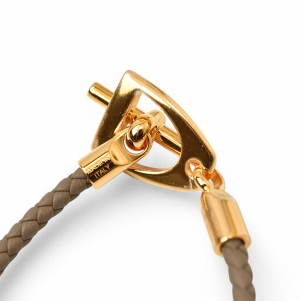 Hermes Bangle HERMES Grennan Leather Etoupe/Gold T2 Unused — New - Store Return