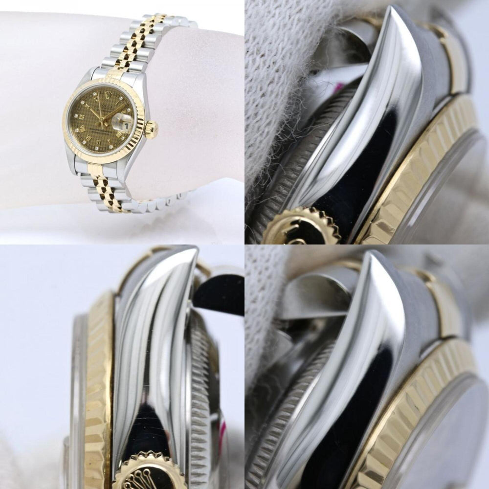 ROLEX Datejust 10P Diamond Houndstooth Gold 69173G Women's Watch 40548 — Good