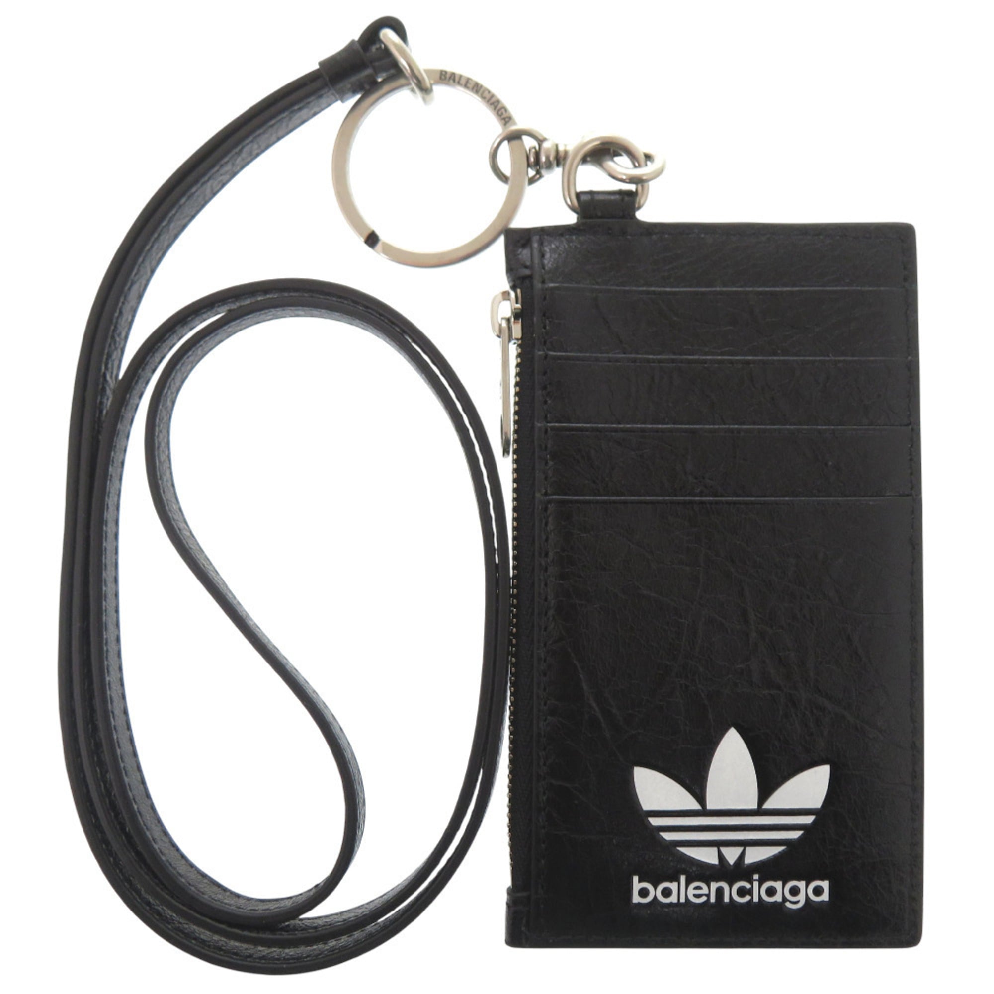 Balenciaga x Adidas Collaboration Trefoil 721894 Leather Black Shoulder Wallet 1288BALENCIAGA — New - Store Return