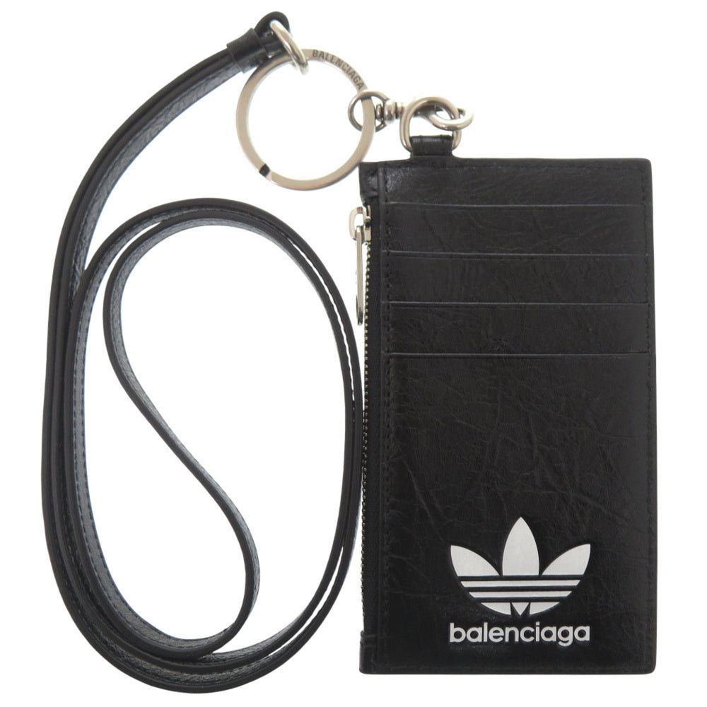 Balenciaga x Adidas Collaboration Trefoil 721894 Leather Black Shoulder Wallet 1288BALENCIAGA — New - Store Return