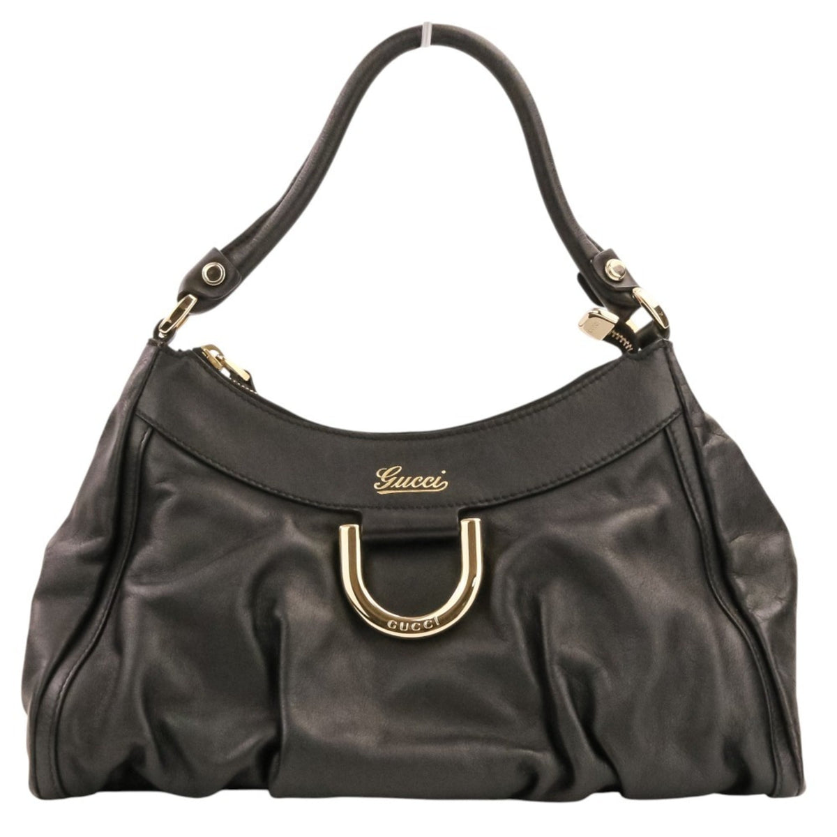 GUCCI Leather One-Shoulder Bag Handbag 190525 493075 Black Women's — Like New