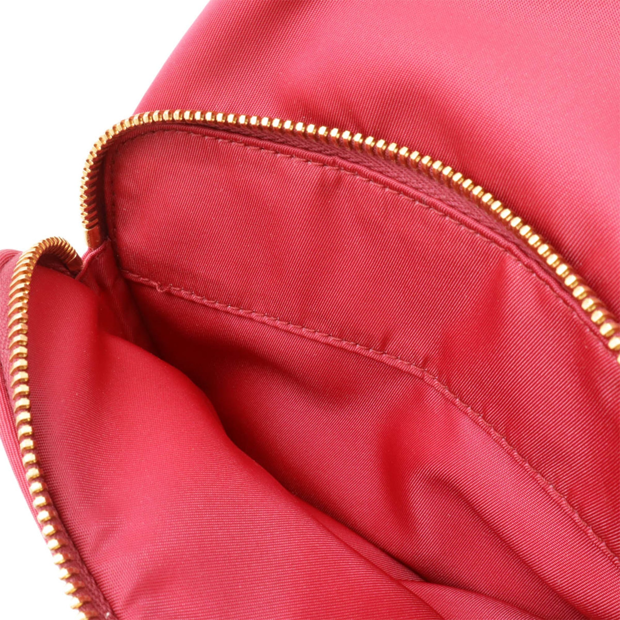 PRADA Prada handbag bucket bag shoulder nylon leather pink 1BH038