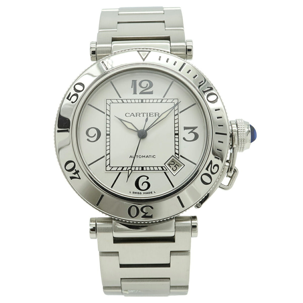 Cartier Pasha Seatimer, silver dial, automatic transmission, men's watch, W31080M7 — Very Good