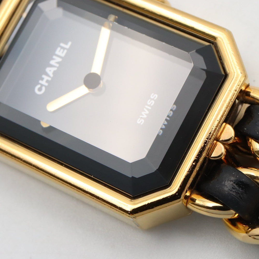 CHANEL Premiere Original Edition Watch, GP (Gold Plated), Leather, Women's, Black, H6951 — Very Good