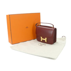 Hermes Constance 3 Mini 18 Shoulder Handbag, Box Calf Leather, Rouge H, Gold Hardware — Like New