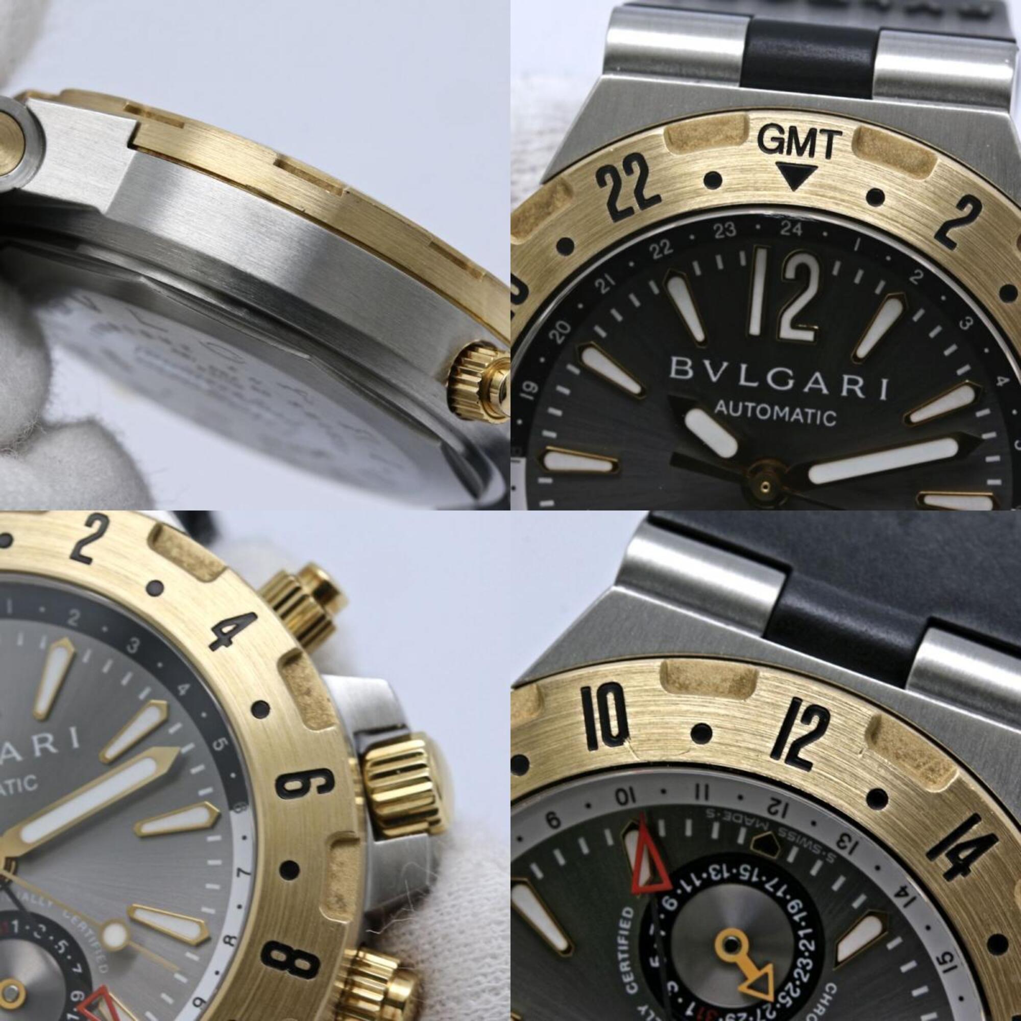 BVLGARI Diagono Professional GMT GMT40C5SGVD GMT40SG Men's Watch SS x 18K Yellow Gold Rubber 40536 — Good