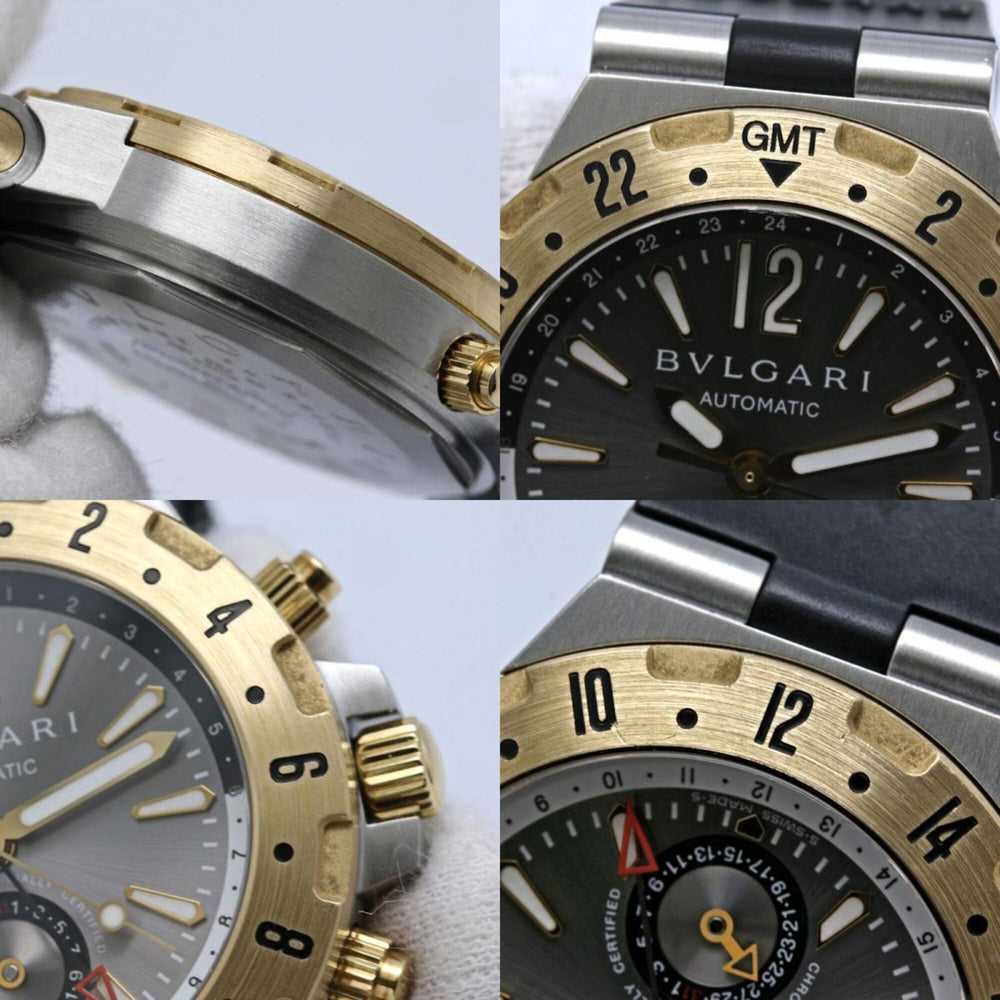 BVLGARI Diagono Professional GMT GMT40C5SGVD GMT40SG Men's Watch SS x 18K Yellow Gold Rubber 40536 — Good