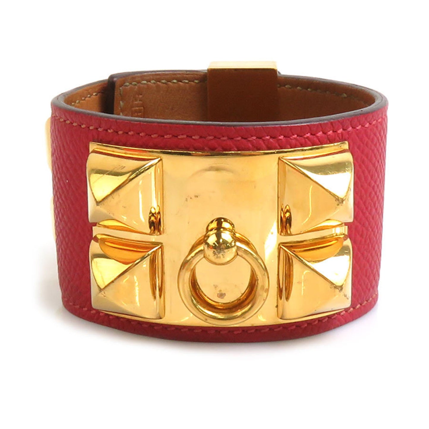Hermes HERMES Bracelet Bangle Collier de Chien Epsom Metal Estimated Rouge Grenat Gold Men's Women's h31107i