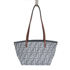 Fendi ROLL Small 8BH424 Reversible Women's Canvas,Leather Shoulder Bag,Tote Bag Brown,Gray — Like New