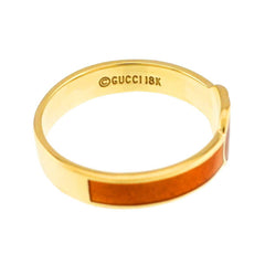 Gucci Interlocking Ring, Size 1, Enamel, 18K Yellow Gold (750), Ring — Like New