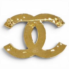 CHANEL B24P Coco Mark CC Logo Brooch, Gold & Black, Made in Italy, Women's — Like New