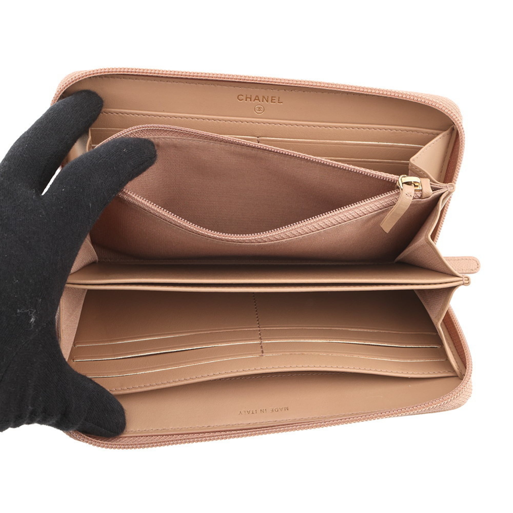 Chanel Boy's Coco Mark Matelasse Round Zip Wallet A80815 CHANEL