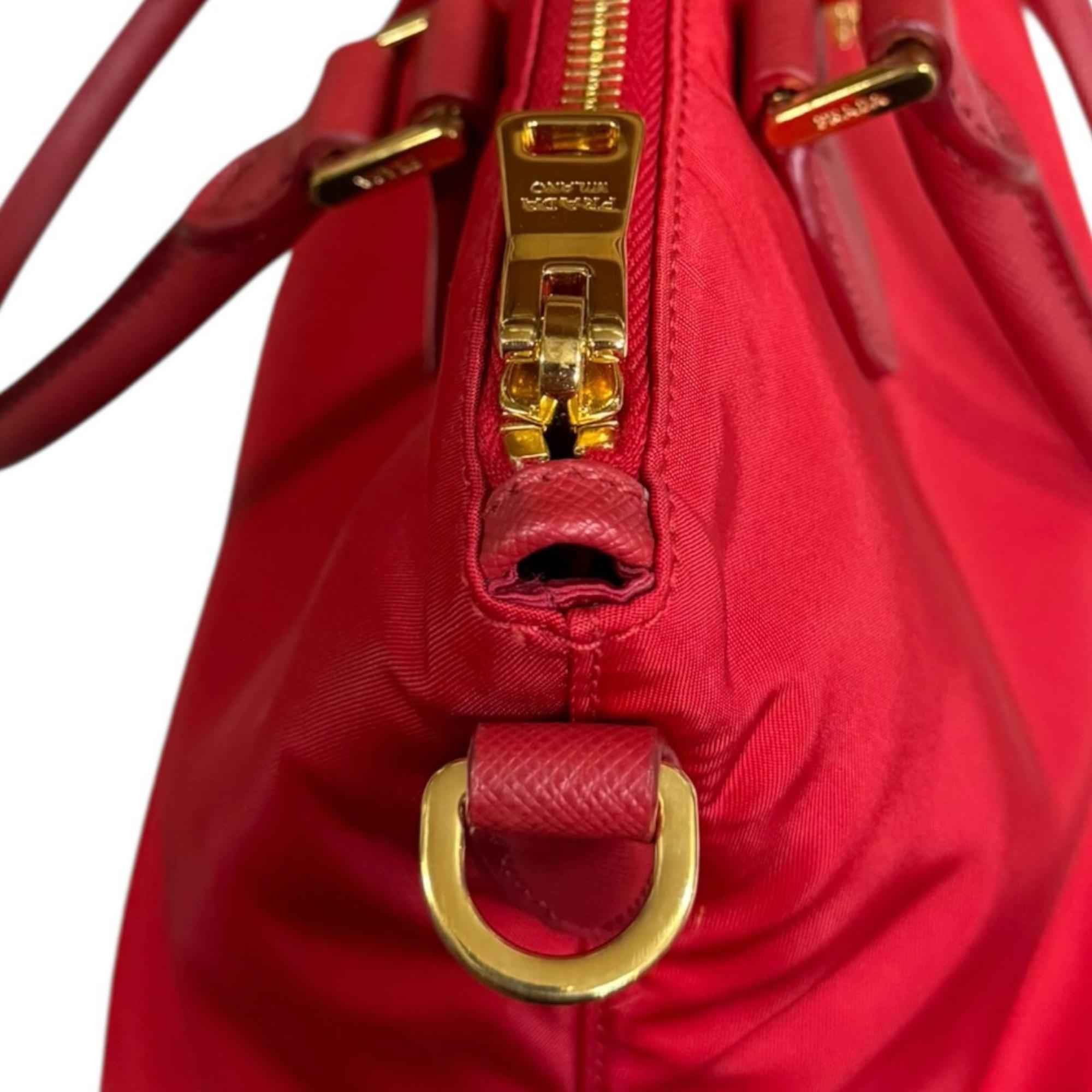 Prada Shoulder Bag, Nylon 1BA275, Red, Women's, Pre-owned, 2-Way