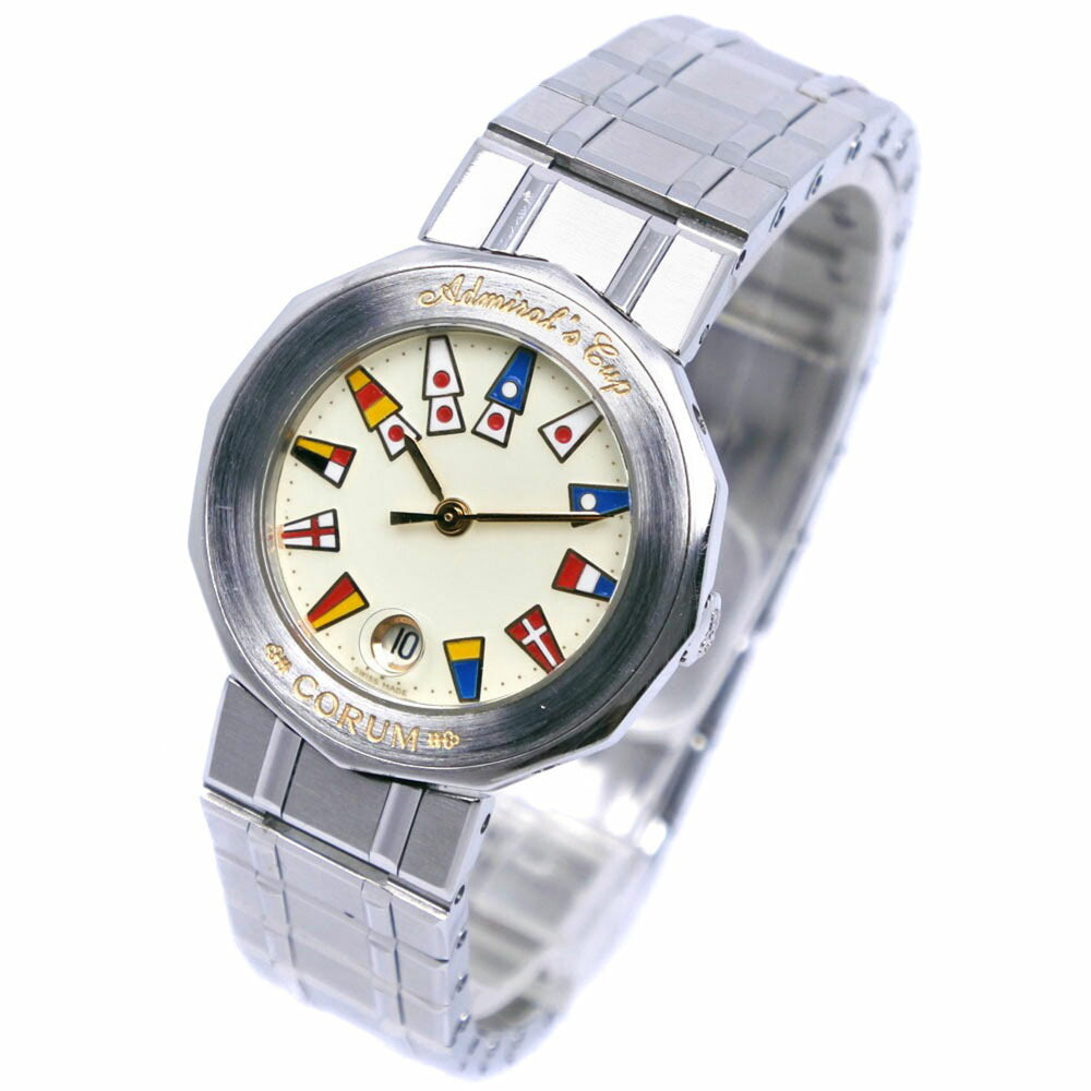 Corum Admiral's Cup Watch 39.610.20V50B Stainless Steel Quartz Analog Display Ivory Dial Admirals Ladies — Very Good